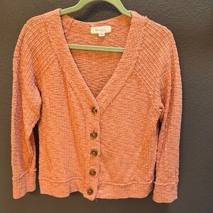 American Eagle Outfitters Coral Button-Up Cardigan